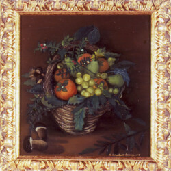 Natura dei Monti Cimini - 1998 - Olio su paniforte - cm 35x37. Inaugurazione della Mostra Personale presso il Palazzo Santoro di Viterbo. Inaugurazione del Prof. Alessio Paternesi e il Giornalista Mauro Galeotti "Quadri Nati dai Sentimenti" (produzione propria)