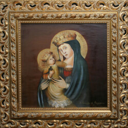 Madonna della Quercia - 2004 - Olio su tela - cm 45x45. Presso il Santuario della Basilica della Quercia (Viterbo) nella Sala di Rappresentanza della "Virgo Fidelis" (riproduzione)
