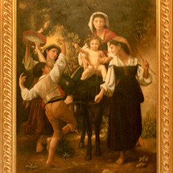 Gesù bambino la Madonna e l'Asinello - olio su tela (riproduzione)