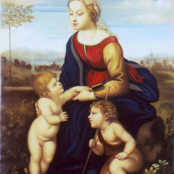 "La Madonna del Giardino" - olio su tela (da Raffaello). collocata presso la Chiesa del Sacro Cuore di Gesù (zona Pilastro Viterbo) (riproduzione)