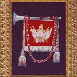 "Drappello dello Squadrone Guardie del Presidente della Repubblica del 1972", 2005 - Olio su tela cm 50x70
In permanenza presso il Comando Generale dell'Arma dei Carabinieri di Roma, Viale Romania (riproduzione)