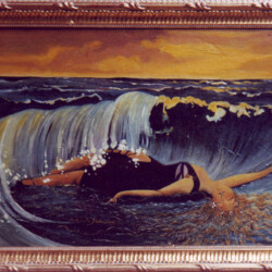 E l'Onda la Culla Soavemente Impetuosa - olio su paniforte (riproduzione)