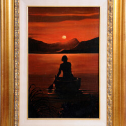 "verso l'Infinito del Cosmo dove il Pensiero non ha limiti", 1997
cm 26x40 - olio su paniforte