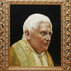 Sua Santità Papa Benedetto XVI - 13 agosto 2009 - Olio su tela - cm 50x71. Opera Pittorica collacata presso il Vaticano (produzione propria)