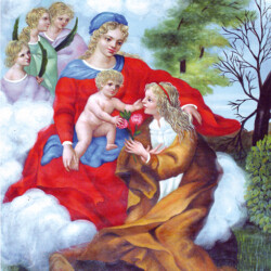 Ricevuto un lingotto d'argento che rappresenta "Fontana Grande" di Viterbo realizzata nel XV secolo. Rappresentanze d'onore Dottor Romualdo Luzzi, Dott. Giovanni Battista Sguario e il giornalista d'arte Mauro Galeotti (riproduzione)