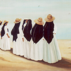 "Anche gli Angeli Godono di un Luminoso Immenso" - 1998 - Olio su tela. Suore Spagnole sulla spiaggia di Sperlonga (LT) (produzione propria)