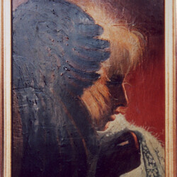 Pensieri tra Vita e Morte - Olio su paniforte. Lo Scialle della Vita e l'Ala abbassata della Morte (produzione propria)