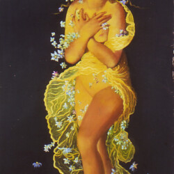 Primavera di Vivaldi. "Al mio Sogno di Mezza Estate". Pittura ad olio su paniforte. (riproduzione)