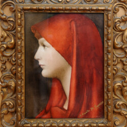 "Profilo di Madonna" Carboncino, Contè Marrone, Acquerelli, Tempera cm 18x25