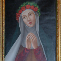 Reliquiario con il Cuoricino di Santa Rosa - olio su tela (riproduzione)