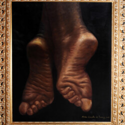 "L'intero peso del Corpo Grava sui Piedi che Scaricano a terra le Tenzioni", 2008
cm 62,5x50 - olio su tela