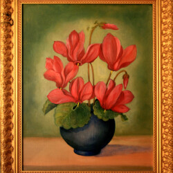 Vaso con Ciclamini - olio su tela (produzione propria)