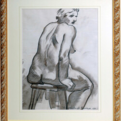 "Studio Anatomico su Sgabello", 1968
cm 37x53 - carboncino su carta da spolvero