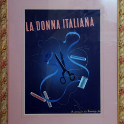 "La Donna Italiana", 1970 - Rappresentazione figurativa su cartoncino con tempera cm 23x31
