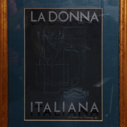 "La Donna Italiana", 1970 - Rappresentazione figurativa su cartoncino nero con tempera cm 23x31