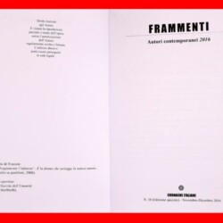 2016 - NOVEMBRE/DICEMBRE - EDM CRONACHE ITALIANE (ANSA) SALERNO ANTOLOGIA "FRAMMENTI" (GLI AUTORI CONTEMPORANEI IN UNA MODERNA E AGGIORNATA RASSEGNA).