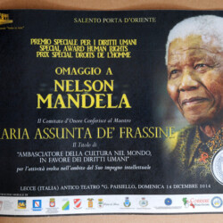 In occasione del premio Raffaello Sanzio. Premio Speciale per i Diritti Umani "Omaggio a Nelson Mandela"